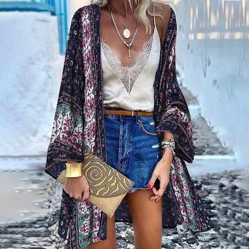 Women's Boho Blouse Cardigan Top, Casual Cover-Up in 12 designs