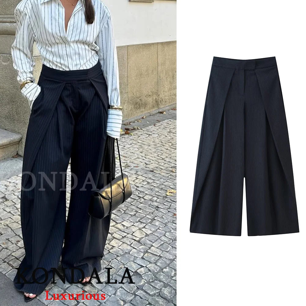 Casual Chic Wide Leg, Deeply Pleated Pants with Pockets