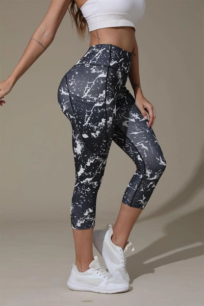 Sizes to 2XL printed yoga pants, Hip-lifting, High-waisted leggings, Casual wear or workout capris