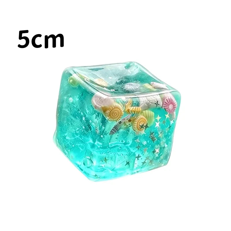 Ocean Shell Squishy Stress Balls Fidget Toy, Super Soft Transparent Star Maltose Cubes Squeeze.Both Adult and Kids' Stress Relief