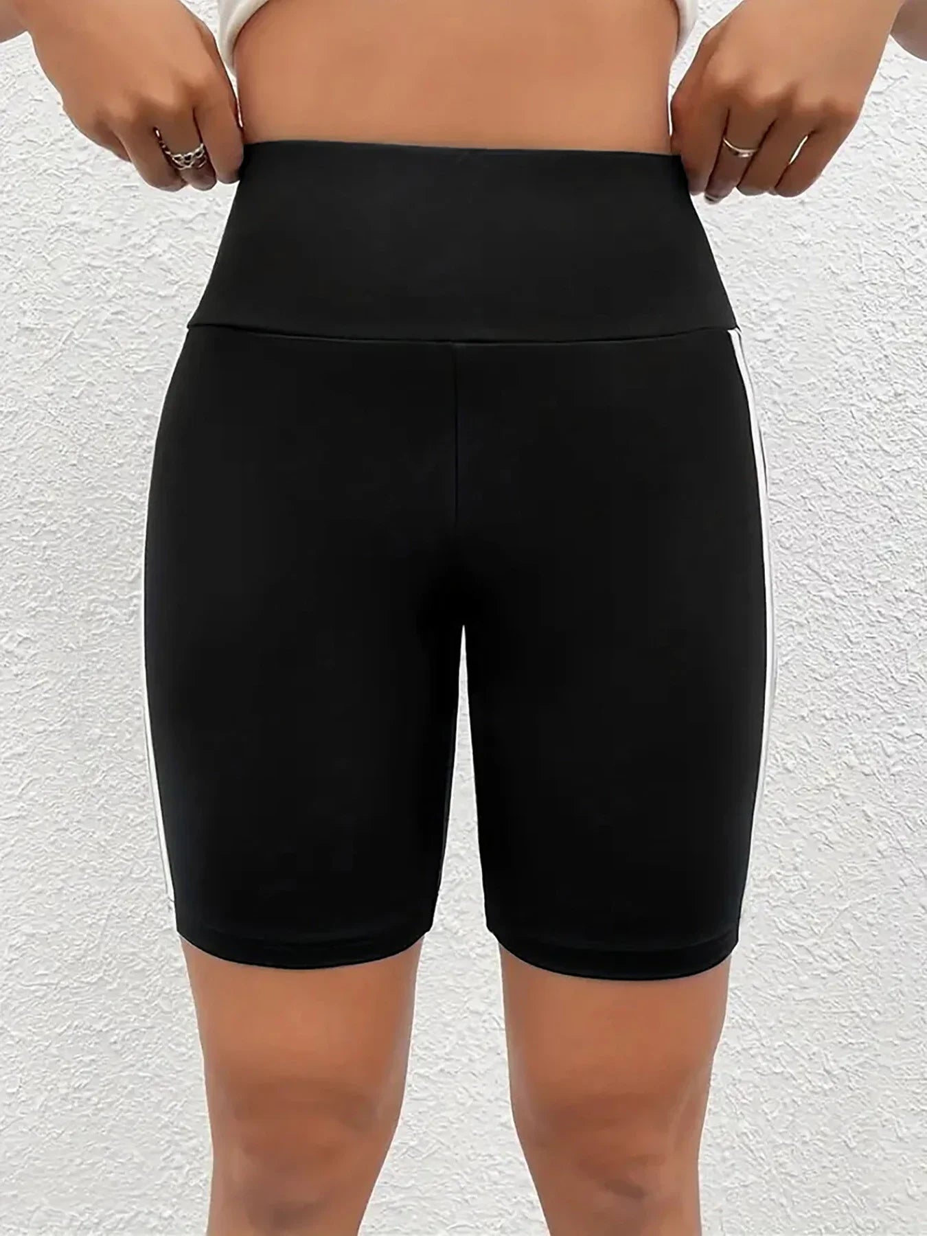 Sizes to 4XL High Stretch Plus Size Athletic Shorts for Women Sporty Knit Mid Thigh