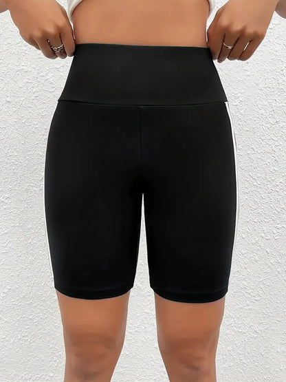 Sizes to 4XL High Stretch Plus Size Athletic Shorts for Women Sporty Knit Mid Thigh