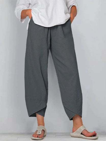 18 Solid and Patterned Cotton Linen Harem Pants, Wide Leg Trousers with Pockets