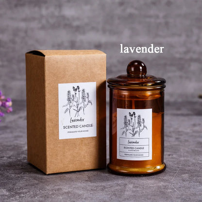 Vintage Glass Jar Scented Candle Essential Oils Soy Wax Candle Aromatherapy