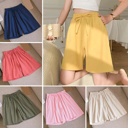 Sizes to 3XL Casual Linen Shorts High Waisted with elastic waistband and pockets Variety of colors