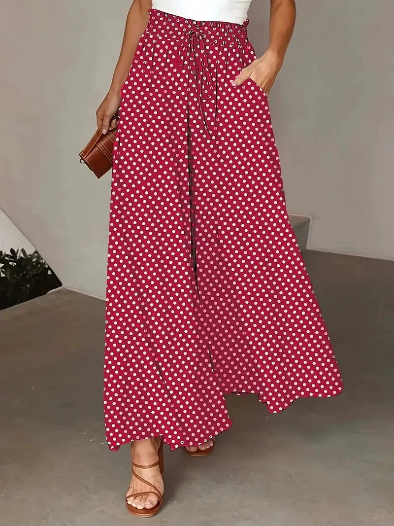 Bohemian Extra Wide-Leg Pants with Elastic Waist  Available in Sizes S to 2XL