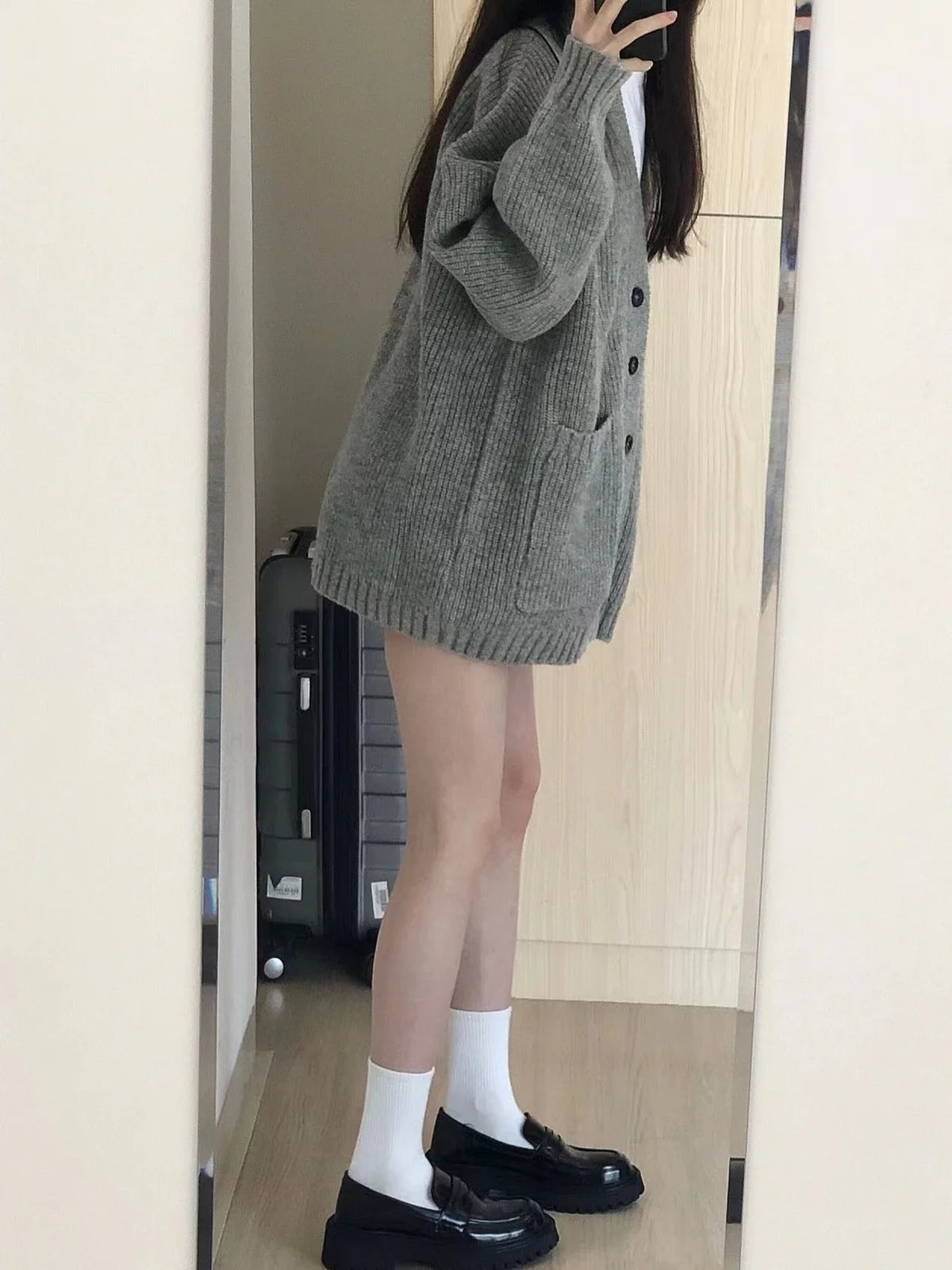 Oversized Cardigan Sweater-Coats, Long, Full Sleeves, V-Neck, Loose  Fit, Button Front. comes in Tan, Gray, Off White