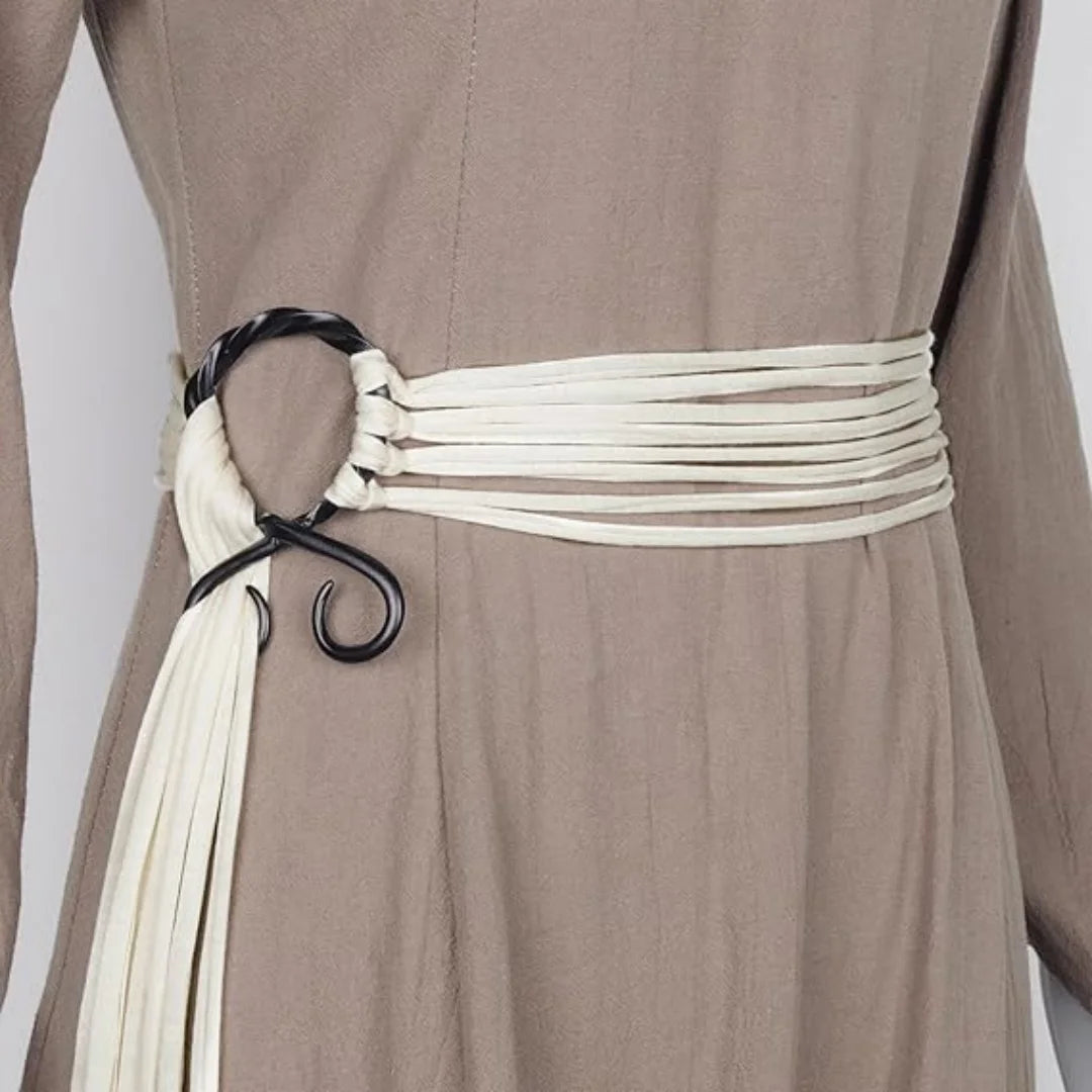 Vintage Boho Rope Knot Belt Medieval Victorian Metal Ring Waist Buckle  Various ways to tie