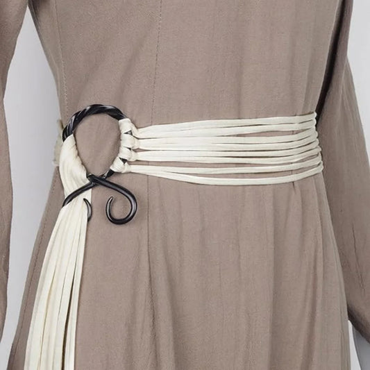 Vintage Boho Rope Knot Belt Medieval Victorian Metal Ring Waist Buckle  Various ways to tie