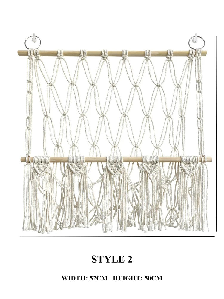 Boho Hand-woven Storage Hammock Rack Ideal for Children's Room Plush Toy Storage Display Shelf Home Decor Organizer Mesh Wall Art Tapestry