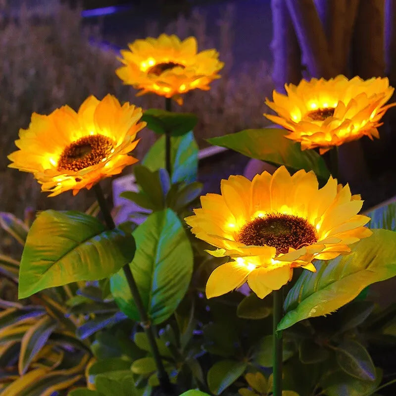 3 Heads 1 Head Solar Simulation Sunflower LED Lights, Garden, Lawn Night Lights, Landscape Lamp