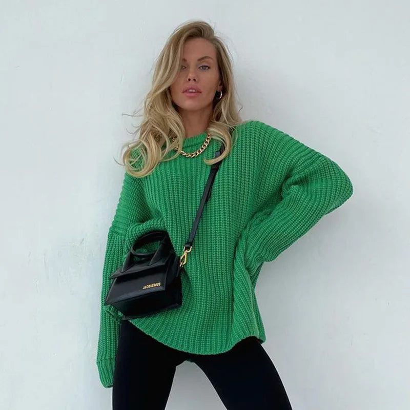 Chunky Knit Oversized Sweater Crew Neck Long Sleeve Loose Casual  Pullover. Comes in 6 colors