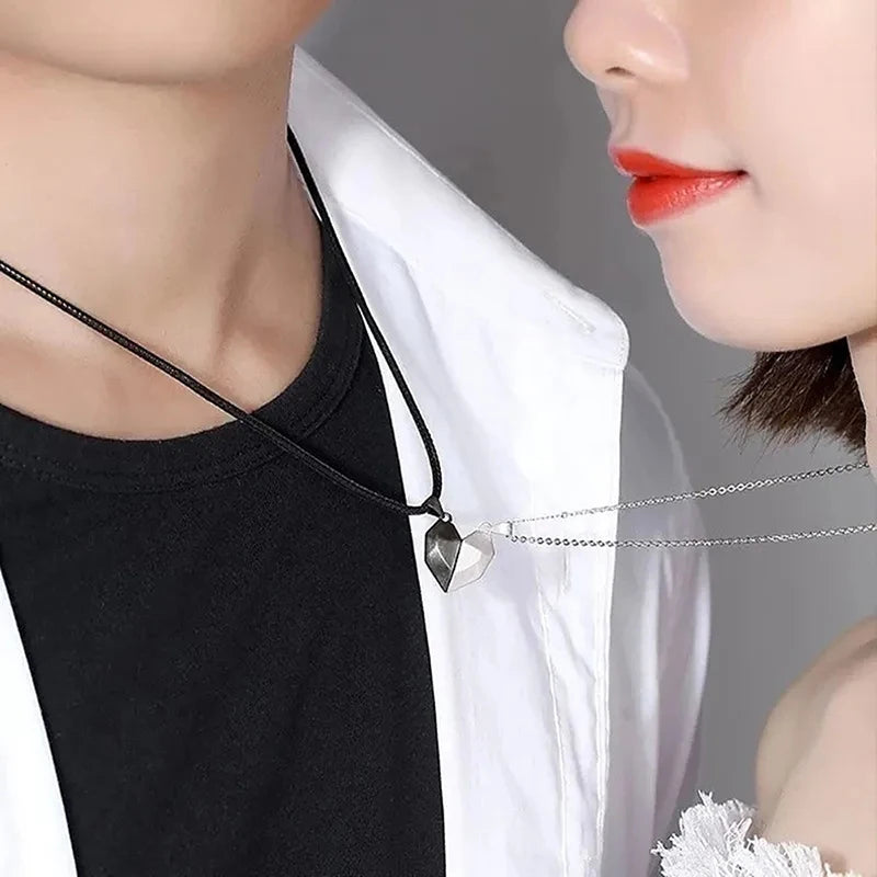 Electrocardiogram Magnetic Friend Heart Pendant One for You and One For Your Friend