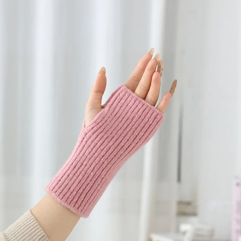3 Ways to Wear Removable Suede Knit Gloves, Warm Touch Screen Fashion, Elegant Elasticity, Softly Thickened