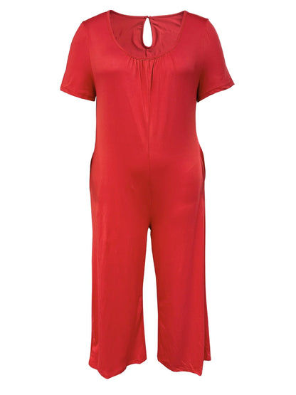 Sizes to 5XL  Jumpsuit, Short Sleeve, U neckline, with pockets. 5 colors