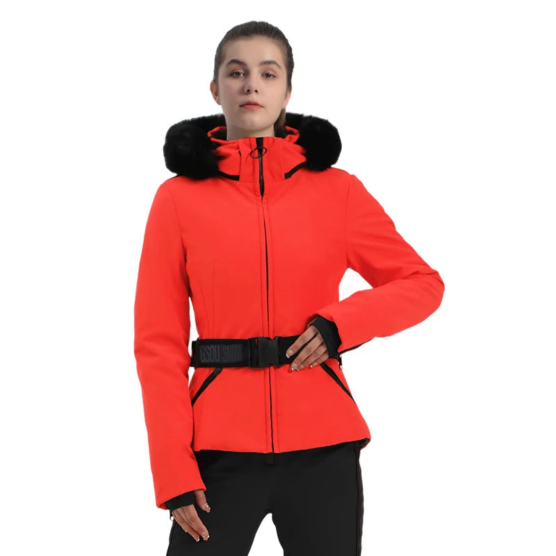 Warm Windproof Hooded Ski Jacket in 8 colors, including Black and White Houndstooth. Ski Pants Sold Separately