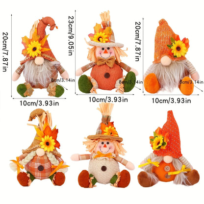 Rustic Autumn Harvest Scarecrow Decor, Plaid & Sunflower Accents for Thanksgiving, Halloween, Farmhouse Wall Decor, Party Props, approx 7 by 4 inches