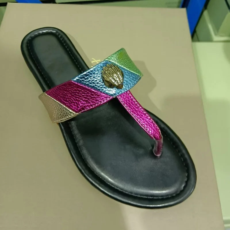 Plus Size Slippers Color-Blocked or Solid Black, Flip Flops