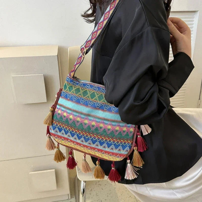 Vintage Ethnic Handwoven Crossbody Hippie Sling Shoulder Bag