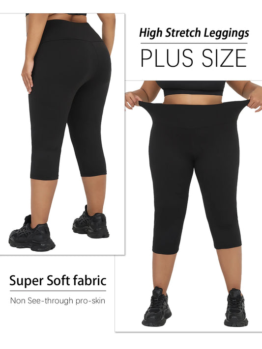 Plus Size to 4XL in 5 Colors Leggings, Super soft, High Waisted Tummy Control , Yoga Capri Pants