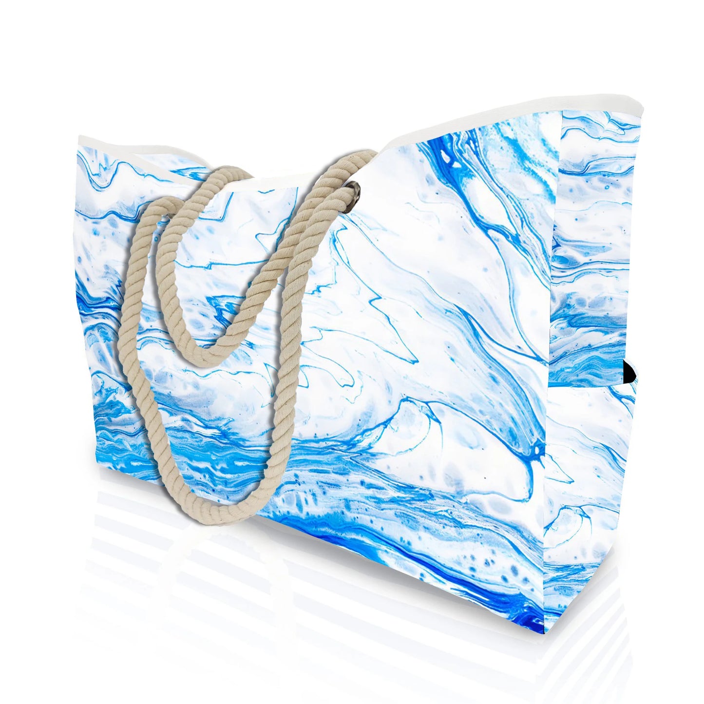 Waterproof, Striped Zipper Bag,  Sand-Resistant Canvas, Convenient Folding Beach Bag ﻿