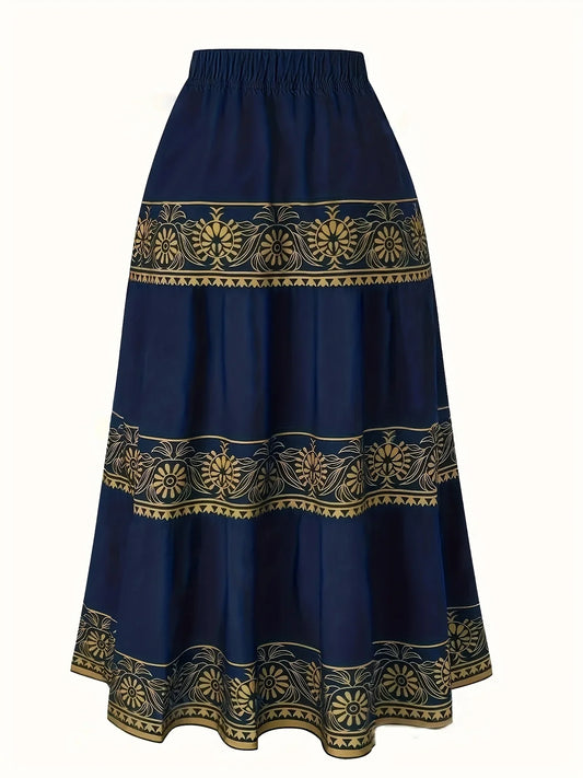 Plus-size to 5XL  Egyption-like Print . Elastic Waist, Comes in 3 Colors