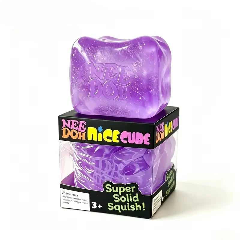 Needoh Giant Cube Sensory Toys, Transparent Maltose Filler, Soft Slow Rebound, Stress Reliever