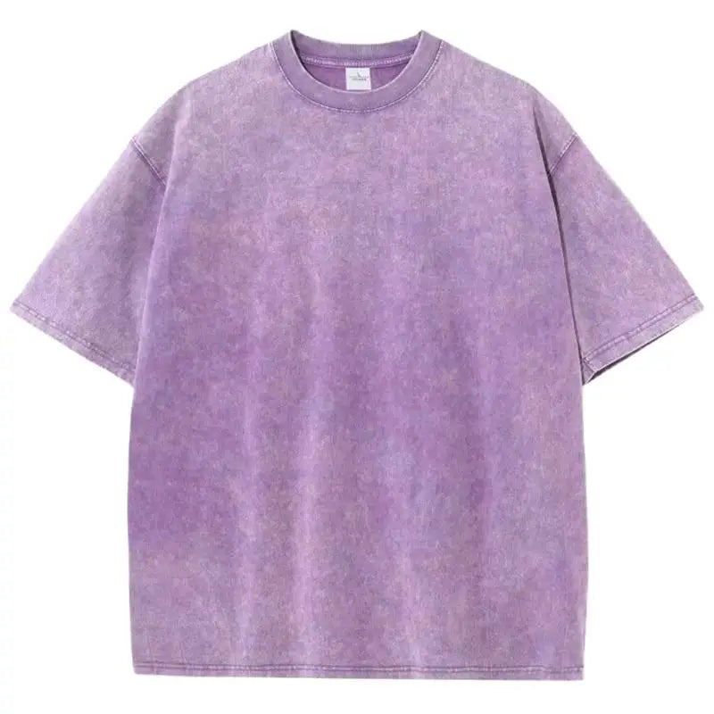 Cotton Washed T-shirt Casual Vintage Short Sleeve
