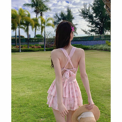 One-Piece Swimsuit Conservative Skirt Style Slimming Stomach Cover