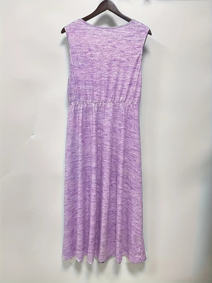 Sizes to 6 XL, Casual V-Neck, Empire Waist, Short Sleeve, Breathable, A-Line Dress with Pockets