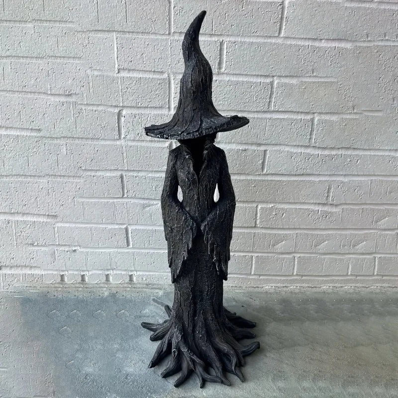 Dark Halloween Resin Witch Statue, Retro Gothic Horror Decor, Collectible Figurine