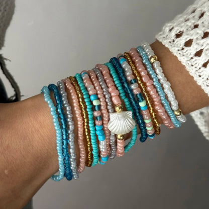 Bohemian Style Beaded Bracelets Set, Colorful Beads, Stretchy Strand Chain, Stacked Bracelets