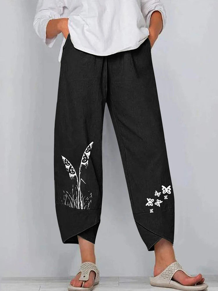 18 Solid and Patterned Cotton Linen Harem Pants, Wide Leg Trousers with Pockets