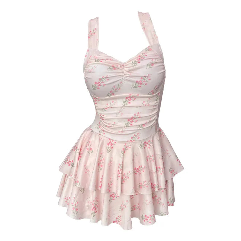 One-Piece Swimsuit Conservative Skirt Style Slimming Stomach Cover