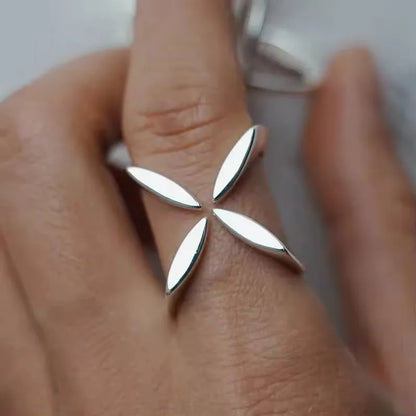Sterling Silver Rings INS Fashion Vintage Hollow Lines  Adjustable  Jewelry