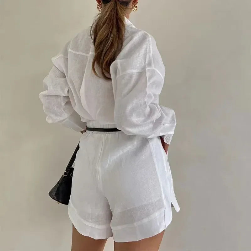 Long Sleeve 2-Piece Shorts and Shirt Outfit.  5 colors