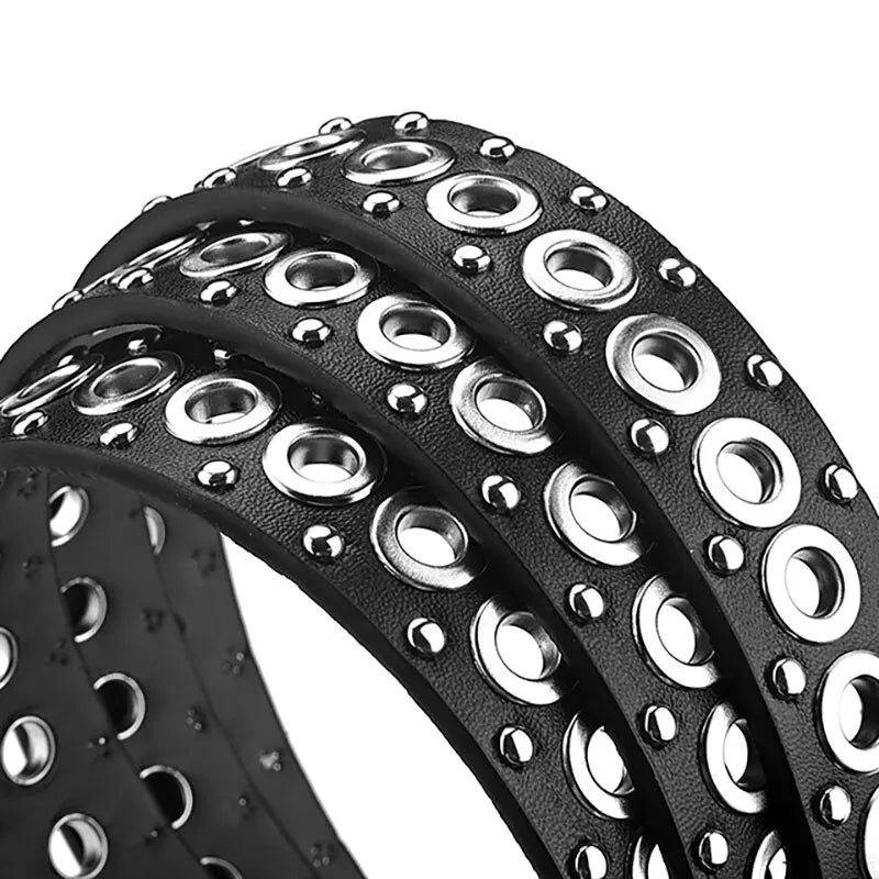 Punk Street Trend Circle Riveted Circles Thin Belt  In 7 Colors. 1.1 Inches wide and 43 Inches Long