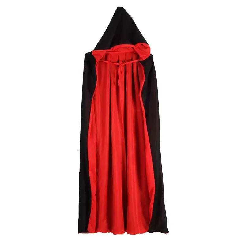Halloween Women/Men's Hooded Cape Black and Red Reversible