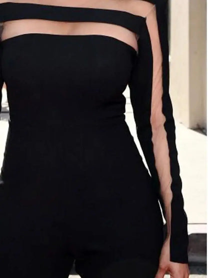Female Fashion Sexy Mesh Splits High Neck