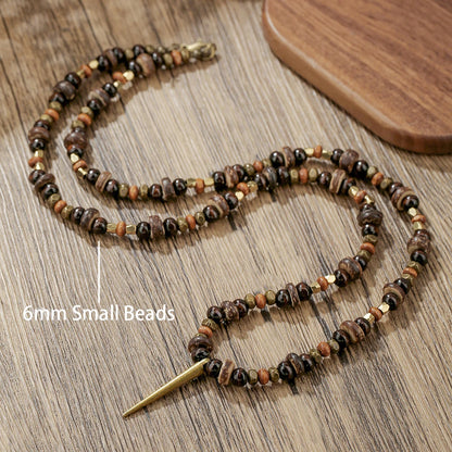 Retro Boho African Stone Necklace Hippie Long Beaded Necklace Tribal Jewelry
