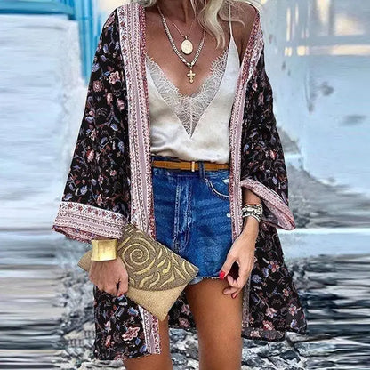 Women's Boho Blouse Cardigan Top, Casual Cover-Up in 12 designs