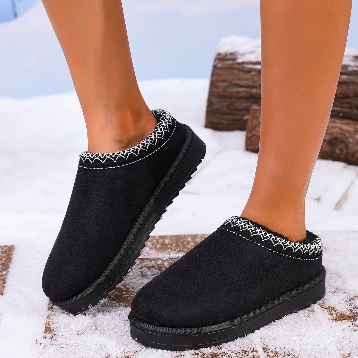 Warm, Thick Cashmere Soles Without Heels, Half Slipper Sizes 9 to 11