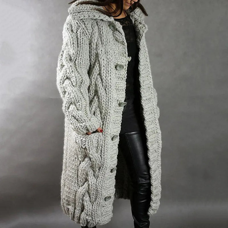 15 Colors, Oversized S-5XL Women Loose Knitted Sweaters, Thick Long Sleeve, Pocket, Buttons