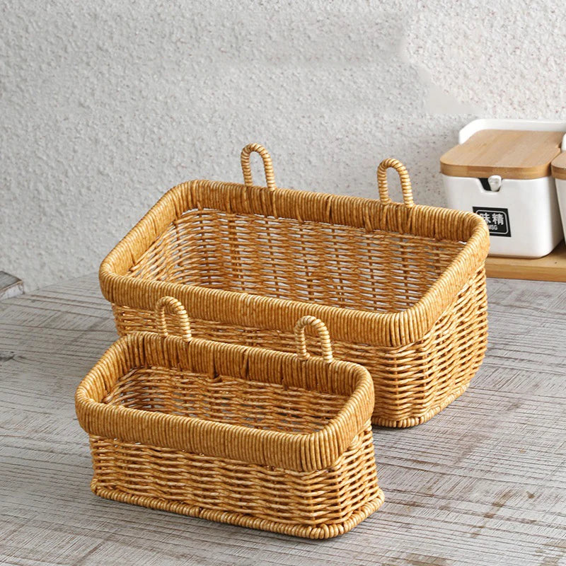 Wall Mountable Vegetable, Fruit, and Letter Basket, Simulated Rattan Hanging Basket