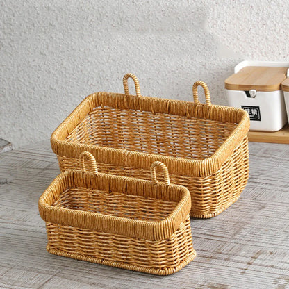 Wall Mountable Vegetable, Fruit, and Letter Basket, Simulated Rattan Hanging Basket