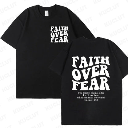 Sizes to 3XL Wide Variety of Colors "Faith Over Fear" T-shirts Christian Clothes Sportswear Bible verse