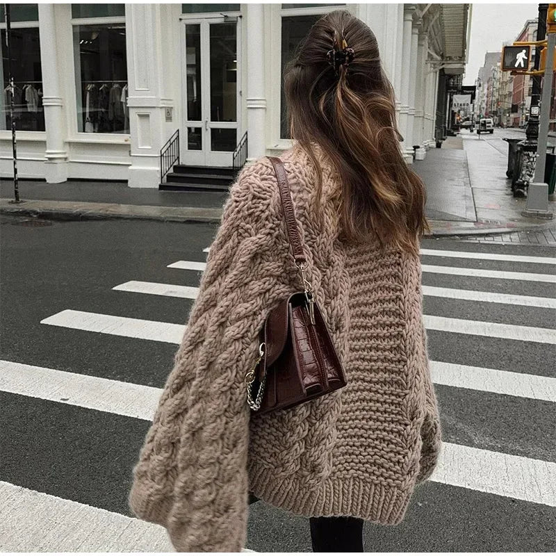 Long Sleeve Prairie Sweater Chic Solid Vintage Oversize Turtleneck Pullover
