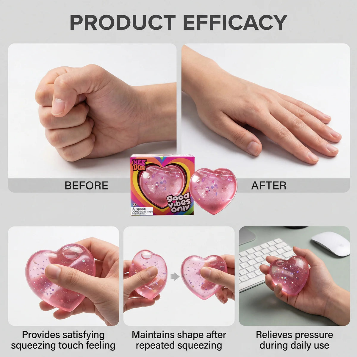 Heart-Shaped Squishy Toy, Soft and Comfortable to the Touch, Quick to Bounce Back, Cute and Compact, Portable Palm-Sized Toy. Size: 6.5Cm*6Cm