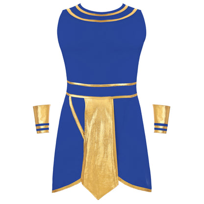 Ancient Egyptian Prince Halloween Costume. Robe with Cuffs