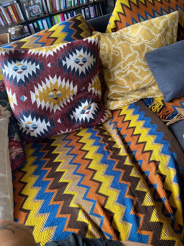 Boho Blankets with Aztec Baja Blanket Designs, Ethnic Sofa Cover